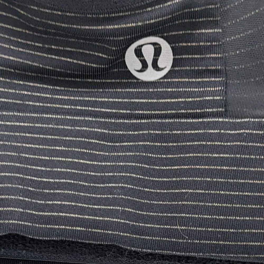 Lululemon Black Thin Stripe Speed Up Bra Anti-Stink Mesh Racerback Size 4